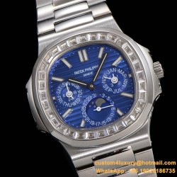 Patek Philippe - Nautilus 5740 40mm Diamonds SS/SS Blue/Stk TWF A240