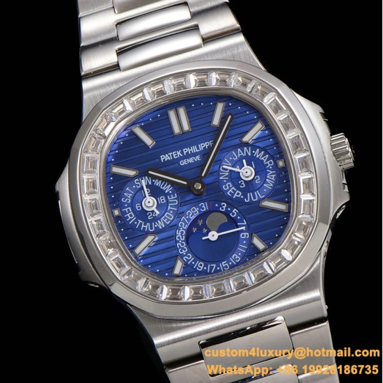 Patek Philippe - Nautilus 5740 40mm Diamonds SS/SS Blue/Stk TWF A240