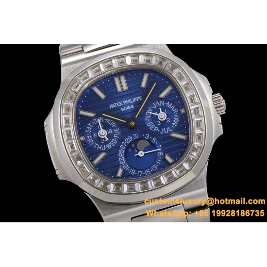 Patek Philippe - Nautilus 5740 40mm Diamonds SS/SS Blue/Stk TWF A240