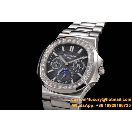 Patek Philippe - Nautilus 5740 40mm Diamonds SS/SS Black/Stk TWF A240