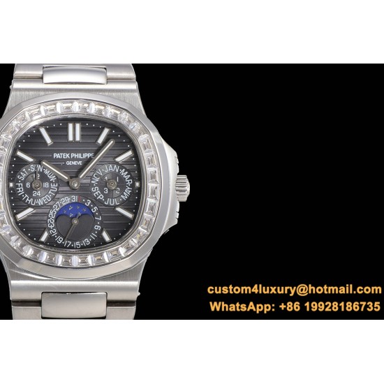 Patek Philippe - Nautilus 5740 40mm Diamonds SS/SS Black/Stk TWF A240