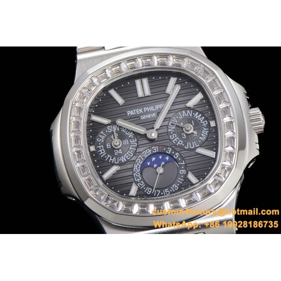 Patek Philippe - Nautilus 5740 40mm Diamonds SS/SS Black/Stk TWF A240