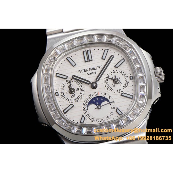 Patek Philippe - Nautilus 5740 40mm Diamonds SS/SS White/Stk TWF A240