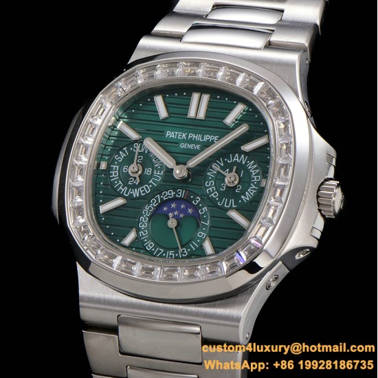 Patek Philippe - Nautilus 5740 40mm Diamonds SS/SS Green/Stk TWF A240