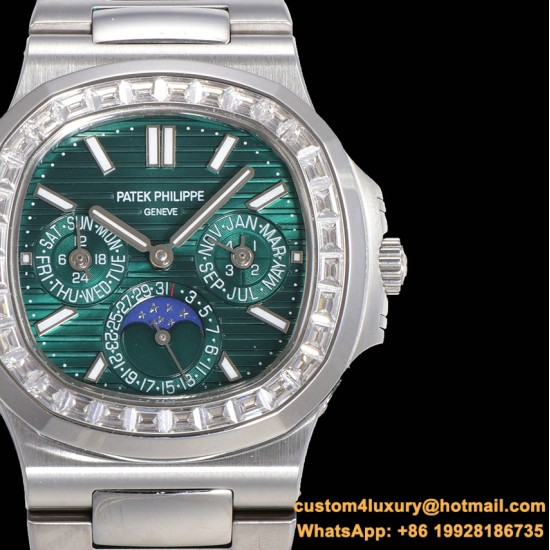 Patek Philippe - Nautilus 5740 40mm Diamonds SS/SS Green/Stk TWF A240