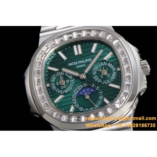 Patek Philippe - Nautilus 5740 40mm Diamonds SS/SS Green/Stk TWF A240