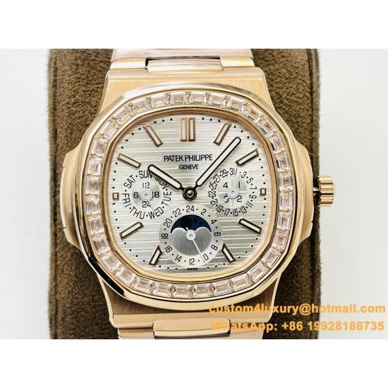Patek Philippe - Nautilus 5740 40mm Diamonds RG/RG Silver/Stk PPF A240