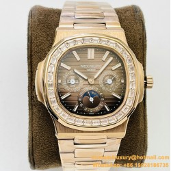 Patek Philippe - Nautilus 5740 40mm Diamonds RG/RG Brown/Stk PPF A240