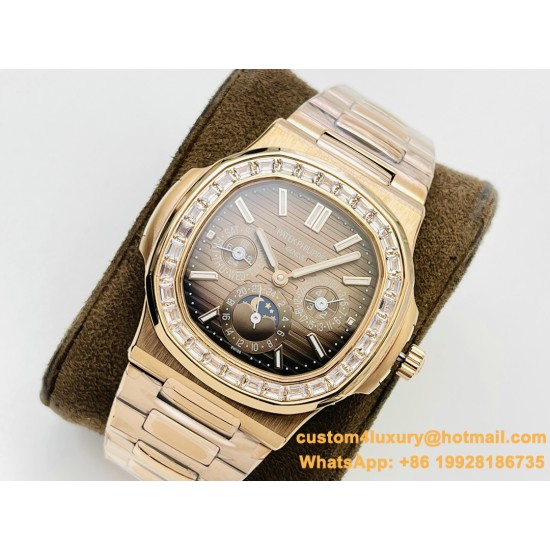 Patek Philippe - Nautilus 5740 40mm Diamonds RG/RG Brown/Stk PPF A240