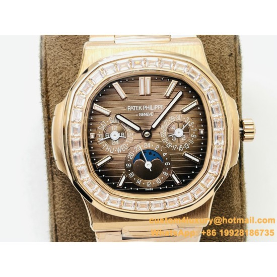 Patek Philippe - Nautilus 5740 40mm Diamonds RG/RG Brown/Stk PPF A240