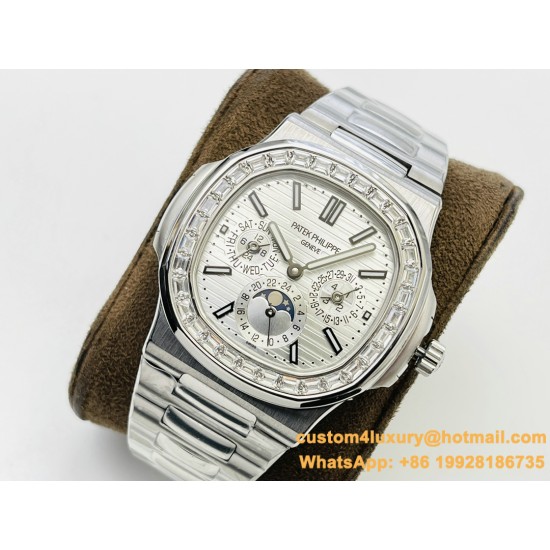 Patek Philippe - Nautilus 5740 40mm Diamonds SS/SS Silver/Stk PPF A240