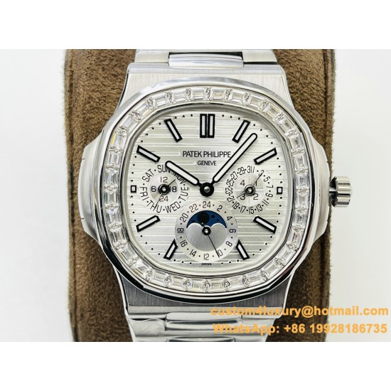 Patek Philippe - Nautilus 5740 40mm Diamonds SS/SS Silver/Stk PPF A240