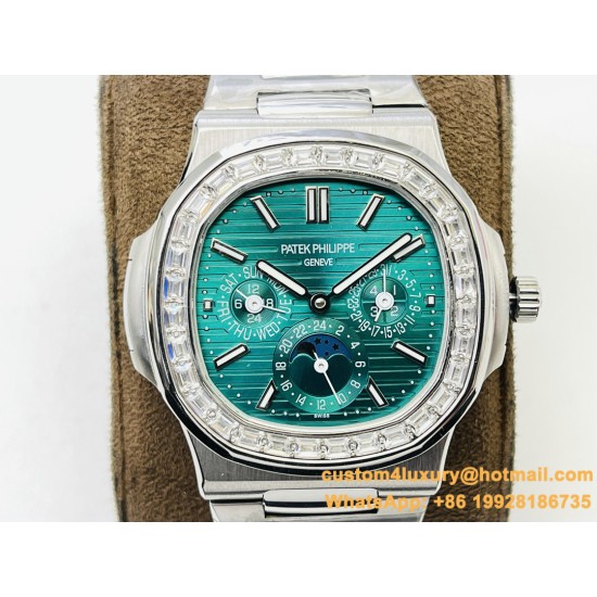 Patek Philippe - Nautilus 5740 40mm Diamonds SS/SS Green/Stk PPF A240
