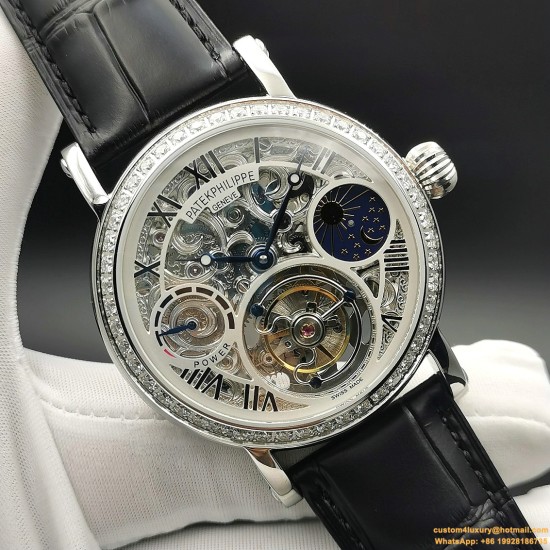 Patek Philippe - Complication Series MoonPhase 42mm Diamonds SS/LE Skeleton Dial Asia Tourbillon