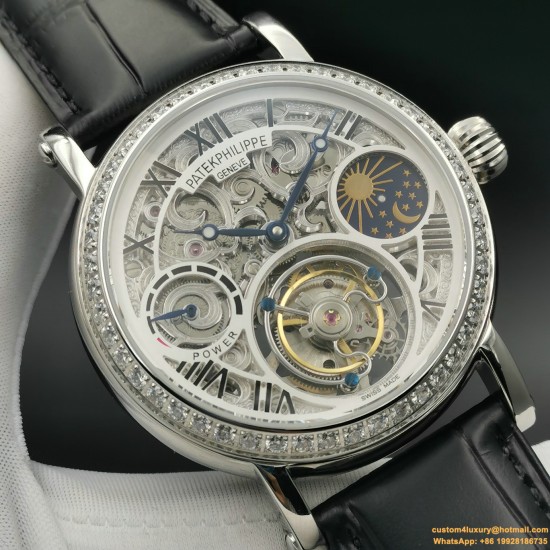 Patek Philippe - Complication Series MoonPhase 42mm Diamonds SS/LE Skeleton Dial Asia Tourbillon