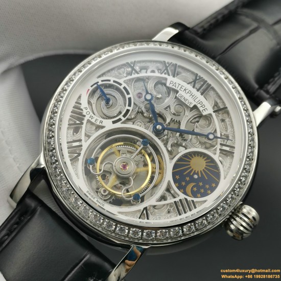 Patek Philippe - Complication Series MoonPhase 42mm Diamonds SS/LE Skeleton Dial Asia Tourbillon