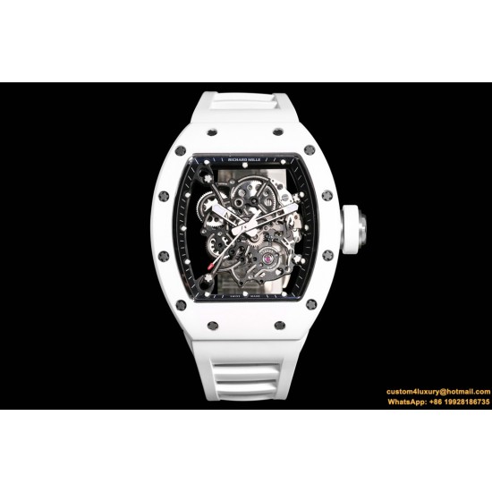 RICHARD MILLE - RM055 White Ceramic Case on White Rubber Custom Modified RMUL2 Super Clone