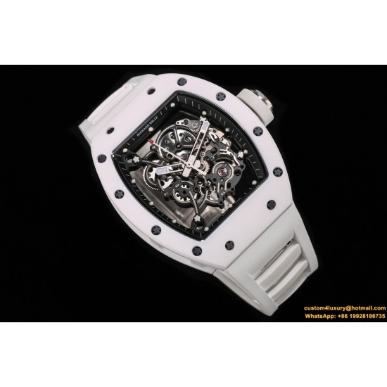 RICHARD MILLE - RM055 White Ceramic Case on White Rubber Custom Modified RMUL2 Super Clone