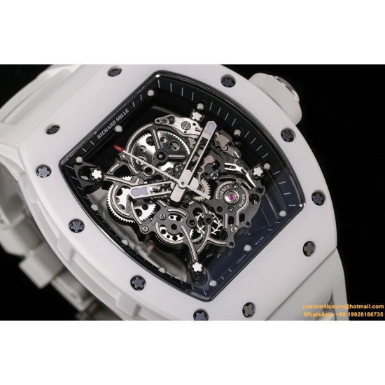 RICHARD MILLE - RM055 White Ceramic Case on White Rubber Custom Modified RMUL2 Super Clone