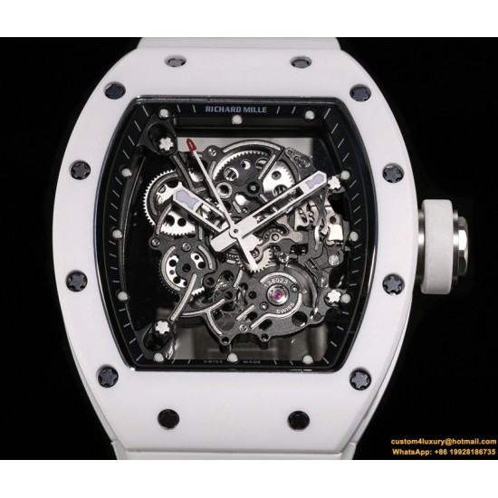 RICHARD MILLE - RM055 White Ceramic Case on White Rubber Custom Modified RMUL2 Super Clone