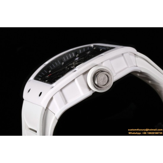 RICHARD MILLE - RM055 White Ceramic Case on White Rubber Custom Modified RMUL2 Super Clone