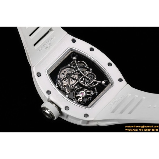 RICHARD MILLE - RM055 White Ceramic Case on White Rubber Custom Modified RMUL2 Super Clone