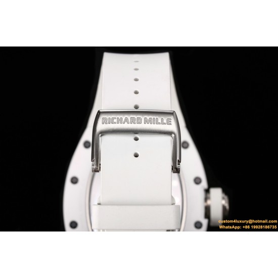 RICHARD MILLE - RM055 White Ceramic Case on White Rubber Custom Modified RMUL2 Super Clone