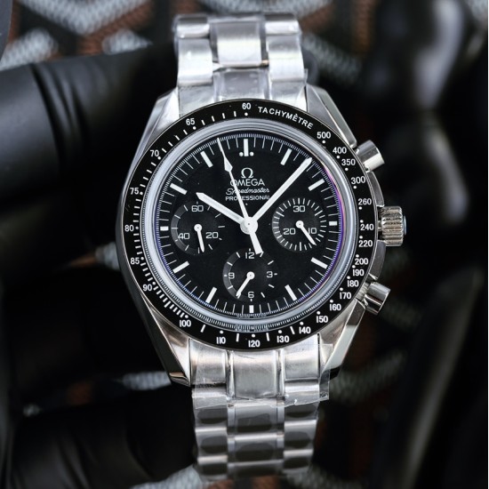Omega - Speedmaster Moonwatch Chronograph 44MM SS/SS Black Dial BTF A7750