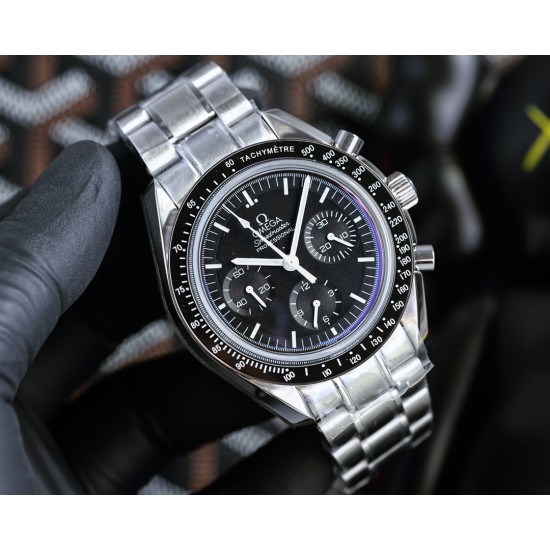 Omega - Speedmaster Moonwatch Chronograph 44MM SS/SS Black Dial BTF A7750