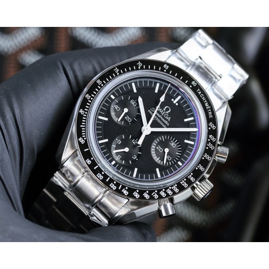 Omega - Speedmaster Moonwatch Chronograph 44MM SS/SS Black Dial BTF A7750
