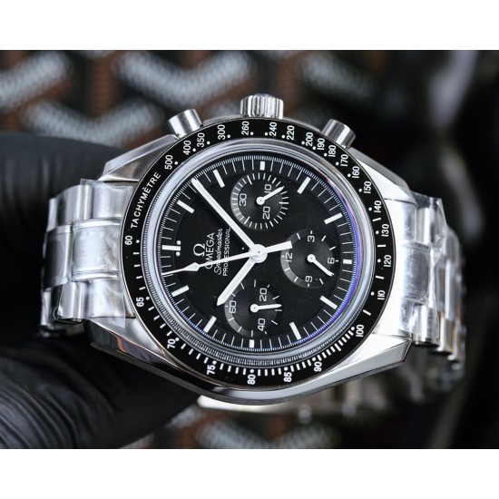 Omega - Speedmaster Moonwatch Chronograph 44MM SS/SS Black Dial BTF A7750