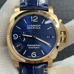 PANERAI-PAM1112 Lum. Marina 44mm YG/LE Blue Dial VSF P9010