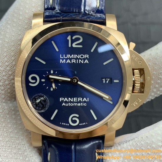 PANERAI-PAM1112 Lum. Marina 44mm YG/LE Blue Dial VSF P9010