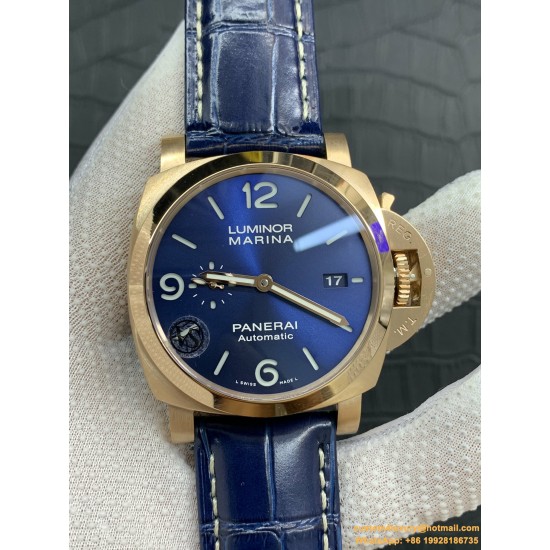 PANERAI-PAM1112 Lum. Marina 44mm YG/LE Blue Dial VSF P9010