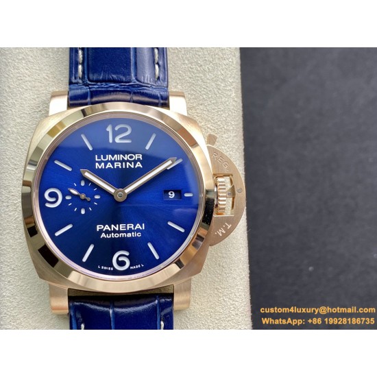 PANERAI-PAM1112 Lum. Marina 44mm RG/LE Blue Dial VSF P901