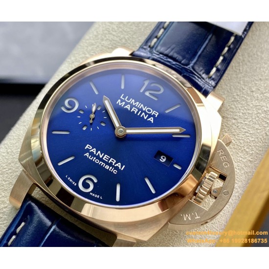 PANERAI-PAM1112 Lum. Marina 44mm RG/LE Blue Dial VSF P901