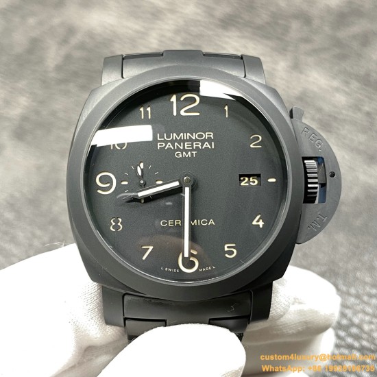 PANERAI-Luminor PAM438 GMT 44MM Ceramic/Cer Black VSF P9001 Super Clone