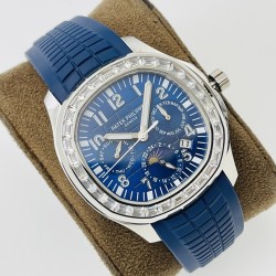 Patek Philippe - Aquanaut Travel Time 40mm Diamonds SS/RU Blue Dial PPF A324