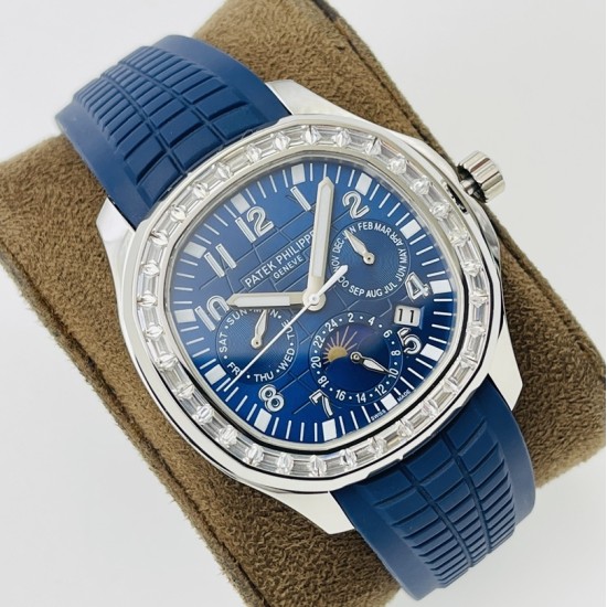 Patek Philippe - Aquanaut Travel Time 40mm Diamonds SS/RU Blue Dial PPF A324