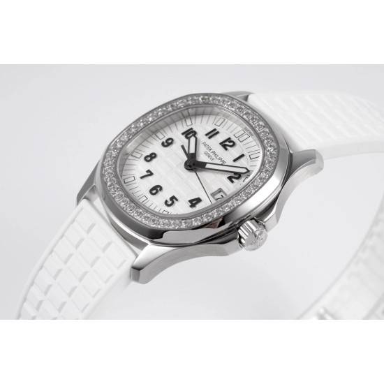 Patek Philippe - Aquanaut Lady 5067A Transparent Diamonds 35.6mm SS/RU White Dial PPF Quartz