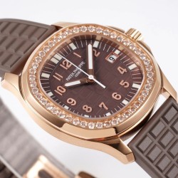 Patek Philippe - Aquanaut Lady 5067A Transparent Diamonds 35.6mm RG/RU Brown Dial PPF Quartz
