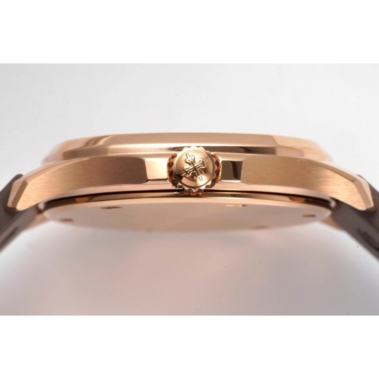 Patek Philippe - Aquanaut Lady 5067A Transparent Diamonds 35.6mm RG/RU Brown Dial PPF Quartz