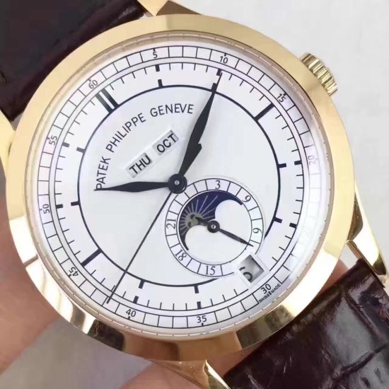 Patek Philippe - Annual Calendar Moonphase 5396 38.5mm YG/LE White Dial KMF A324