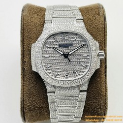 Patek Philippe - Nautilus 7118 35mm Full Diamonds Platinum SS/SS Diamonds Dial GRF A324