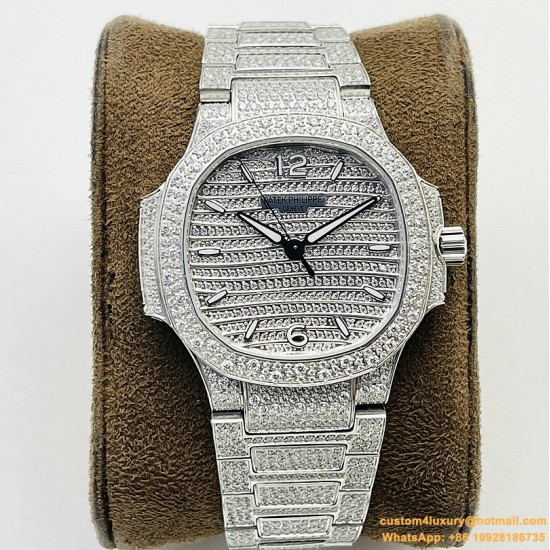 Patek Philippe - Nautilus 7118 35mm Full Diamonds Platinum SS/SS Diamonds Dial GRF A324
