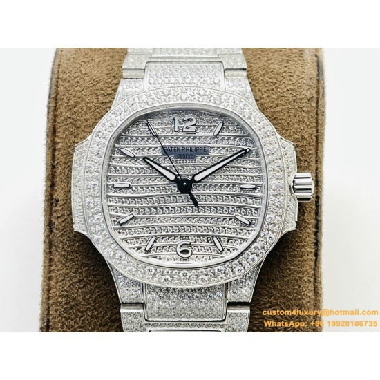 Patek Philippe - Nautilus 7118 35mm Full Diamonds Platinum SS/SS Diamonds Dial GRF A324