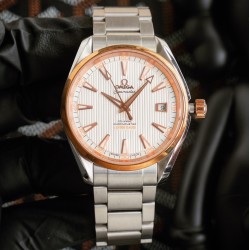 OMEGA-Aqua Terra 150M 41mm SS/SS Rose Gold Bezel White Dial GDF A8500