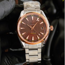 OMEGA-Aqua Terra 150M 41mm SS/SS Rose Gold Bezel Brown Dial GDF A8500