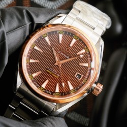 OMEGA-Aqua Terra 150M 41mm SS/SS Rose Gold Bezel Brown Dial GDF A8500