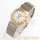OMEGA - Constellation Ladies 28mm YG/SS Wht MOP Stk 8848F Swiss Qtz